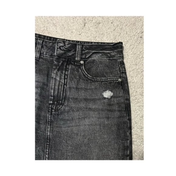 Stone Wash Black Denim Midi Skirt - Picture 5 of 9